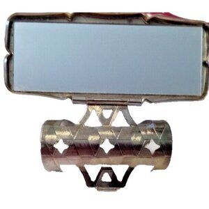 VTG 1950s Japan Green Red Floral Print Lipstick Holder Flip up Mirror Case MCM